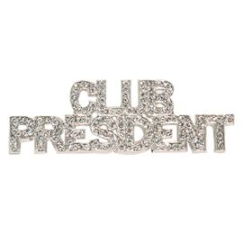 Club President Rhinestone Lapel Tac - Silver Plated (ZM140 SP)